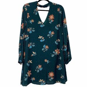 The Room Green‎ Floral Swiss Dot Long Sleeve Dress
